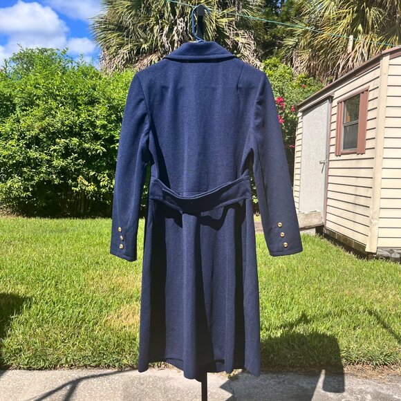 Vintage Butte Knit Navy Blue Double Breasted Long Princess Coat Size S - Picture 2 of 6